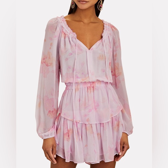 LoveShackFancy Dresses & Skirts - LOVESHACKFANCY Popover Tiered Floral Mini Dress